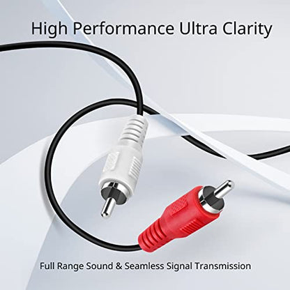 TNP Dual RCA Male to Male Stereo Audio Cable for Car and Home, 12FT | Red and White Shielded Rca Cord for Amplifiers, Speakers, Home Theater and Hi-Fi Systems; Oxygen-Free Copper Conductors - size: 12FT