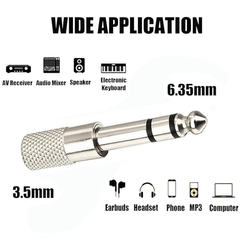 4pcs Audio Jack Adapter 3.5mm (1/8") TRS Stereo Male to 6.35mm (1/4") Female Jack Adapter & 3.5mm Female to 6.35mm Male Plug Audio Adapter Kit for Headphones/Microphones - size: 4pcs Silver