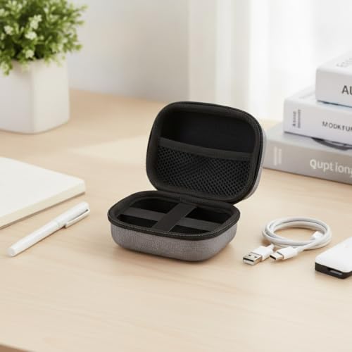 Compact EVA Case for Cables, Earbuds & Small Electronics - Portable Zippered Organizer Pouch, Gray