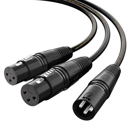 Tisino XLR Splitter Cable, 2 Female to 1 Male XLR Y-Splitter Cable, 5 FT | 3-Pin XLR Balanced Microphone Combiner Y Adapter for Mixer Studio, Dual Female to Male OFC Shielded Mic Patch Audio Lead - size: 5 feet