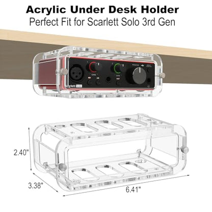 Under Desk Holder for Scarlett Solo 3rd Gen, Acrylic Under Desk Shelf Organizer Under Desk Mount Wall Mount Holder (Transparent) - color: Transparent