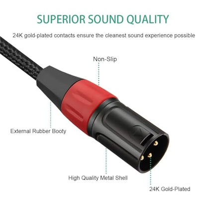 Mini XLR Female to Regular XLR Male Pro Lapel Microphone Cable, 1FT | Shielded OFC Hi-Fi Sound Mini XLR Female to XLR Male Cable With Gold-Plated & Copper Housing for Blackmagic Pocket 4K - size: 1 feet