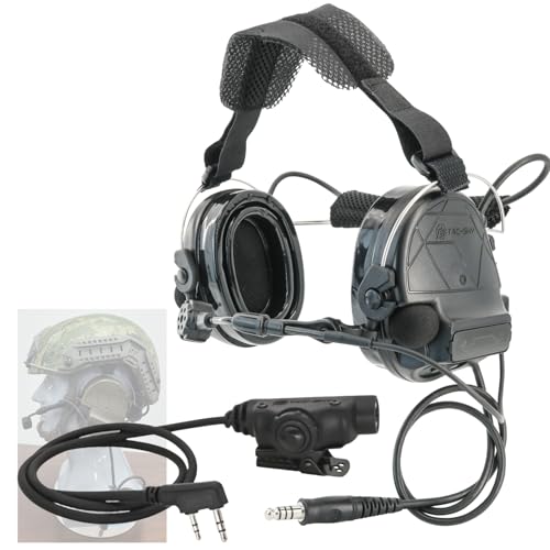 HEARFALCOM Tactical Headset C5 PRO Headphones with Mic Noise Cancelling for kenwoo Two-Way Radio for Airsoft CS Gaming - color: Black