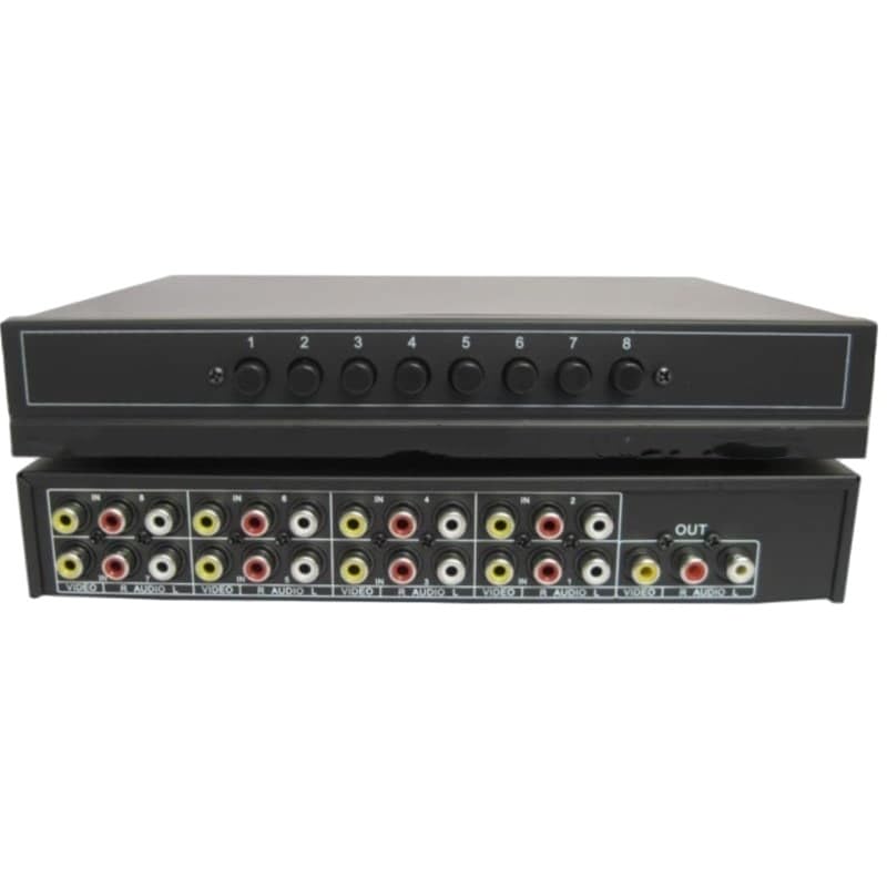 8-Port Video/Audio switcher, AV/RCA selector, 8 inputs, 1 Output, Shared Manual Switch Box
