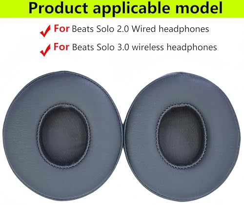 Replacement Ear Pads Compatible with Beats Solo 3.0 Wireless Asphalt Grey | for Beats Solo2 wired headphones Memory Foam/Protein Leather Earpads Earmuffs(Not for Studio headphones) - color: Asphalt Grey