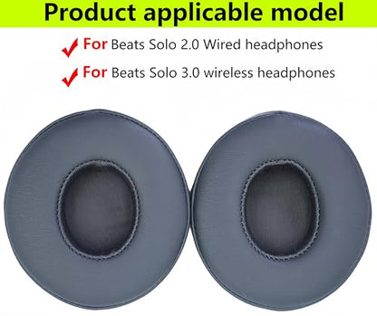 Replacement Ear Pads Compatible with Beats Solo 3.0 Wireless Asphalt Grey | for Beats Solo2 wired headphones Memory Foam/Protein Leather Earpads Earmuffs(Not for Studio headphones) - color: Asphalt Grey