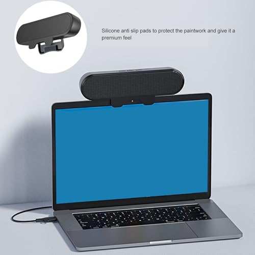 XUMIUZIY Computer Speakers for Desktop Monitor, USB A/USB C Wired Computer Soundbar for PC, Clip On Laptop Speaker with Volume Control & Mute Key, Immersive Sound