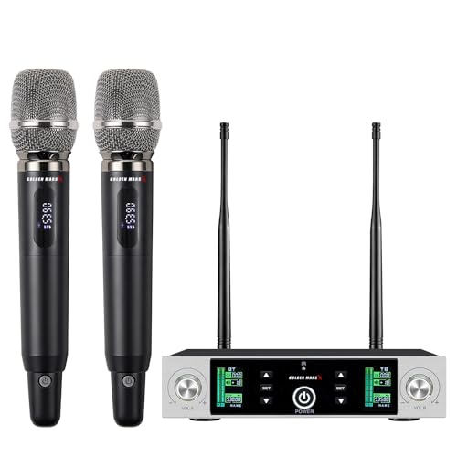 Wireless Microphone System with 400ft Receiving Distance for Singing - color: Silver metal