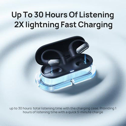 mibro OpenEar Pro Open Ear Earbuds with Mic, Lightweight Bluetooth, Black | 7.2g Ultra Lightweight Design, All-Day Comfort, IPX4 Sweatproof, 30H Battery, Bluetooth Headphones for Running, Gym & Work - color: Black