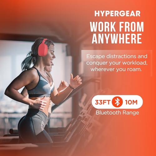 HyperGear Over-Ear Headphones - Wireless Bluetooth Headphones with Noise Isolation, Built-in Mic, Soft Memory Foam Cups for All-Day Comfort, Red - color: Red