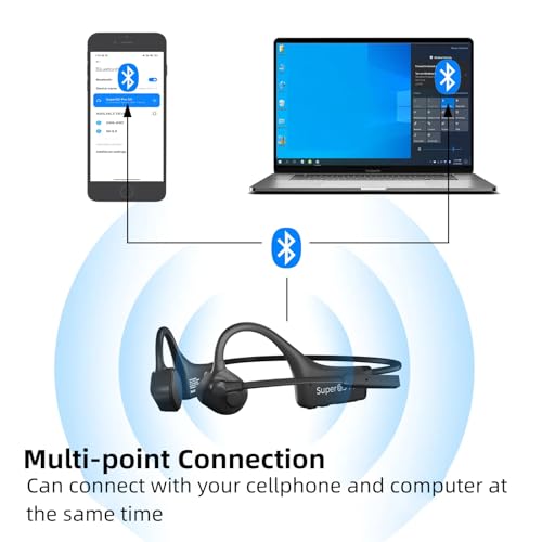Bone Conduction Bluetooth Headphones with ENC Boom Mic Wireless Computer Headsets with Mic Noise Canceling Open Ear 8H Playtime Multi-Device Pairing for Sports Work Driving Study - color: Dark Grey