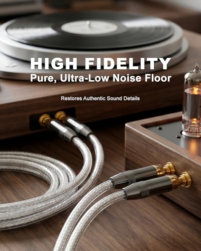 RCA to RCA Cable 6ft/1.8m, Hi-Fi and Audiophile Digital Coaxial RCA to RCA Audio Cable/Premium Copper Core/Transparent PVA/Braided Shielded/Gold-Plated for Home Theater/Amplifier/Soundbar 2PCS