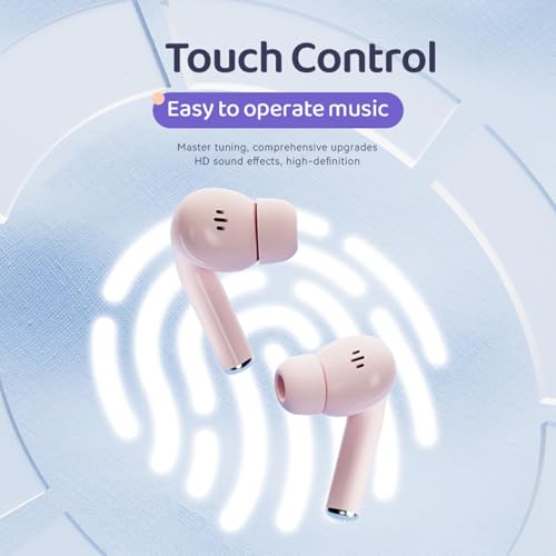 Xmenha True Wireless Cute Kawaii Headphones for Girls - Small Mini Tiny Earbuds for Kids - Noise Cancelling Earphones - TWS Wireless Earbuds for iPhone Android - color: Nude