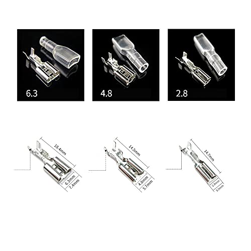 30pcs 4.8mm Spade Crimp Terminal, Female Electrical Insulated Terminals with 20cm 16AWG Cable,Spade Quick Connectors with Insulating Sleeve,30packs - size: 4.8mm Spade Terminal