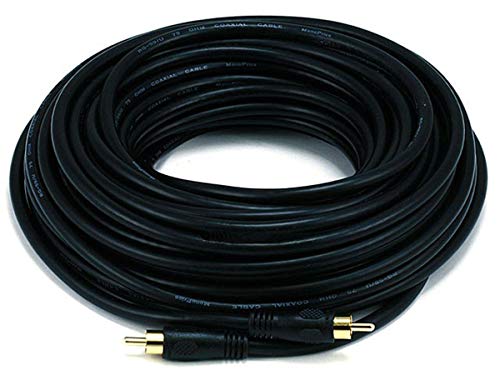 Monoprice 50ft Coaxial Audio/Video RCA Cable M/M RG59U 75ohm (for S/PDIF Digital Coax Subwoofer & Composite Video) Black - size: 50 Feet (Pack of 1), style: Cable