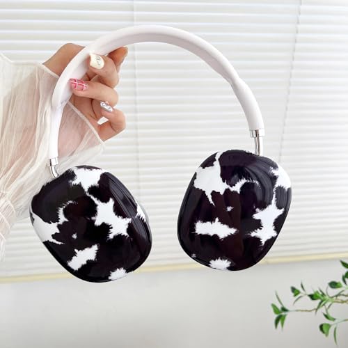Case Compatible with AirPods Max Headphones, Soft TPU Cute Cow Pattern Anti-Scratch Protective Ear Cup Covers Headphone Cases for Woman Kids - color: cow