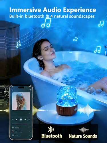 Spa-Like Shower Lamp, Bluetooth Speaker Waterproof Lamp, Rechargeable Lumena Lamp with Remote & Touch Control, 16 Colors Ocean Wave Projector Light with White Noise for Shower, Bathroom, Bathtub - color: Wood Grain