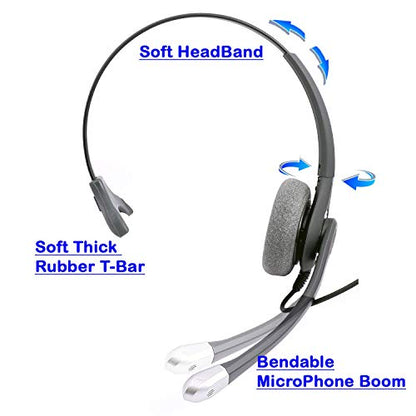Desk Phone Headset - Superb Sound Professional Monaural Corded Phone Headset Compatible with Polycom, Cisco,Avaya/Lucent, Nortel,Polycom,Samsung,Mitel and Most IP Phones