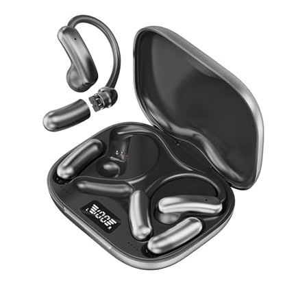 OceanSounds Open Ear Headphones with Swappable Battery, Bluetooth 5.4 Wireless Ear Hook Headphones, Secure Fit for Running, Workout, Cycling and Outdoor Activities - color: Black