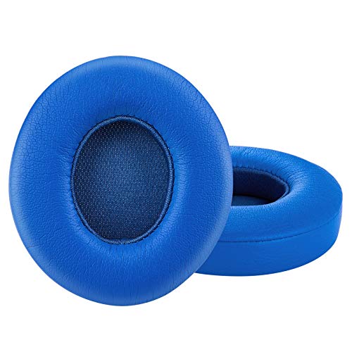 Professional Replacement Ear Pads for Beats Solo 2 & Solo 3 Wireless On-Ear Headphone/Soft Protein Leather/Noise Isolation Memory Foam/Strong Adhesive Tape/Cloud Like Comfort/Extra Durable - color: Blue