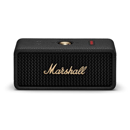 Marshall Emberton III Portable Bluetooth Speaker - Rugged Waterproof/Dust-Proof Design | Loud Stereo Sound, Deep Bass | Compact and Wireless for Travel and Outdoors - Black and Brass - color: Black & Brass