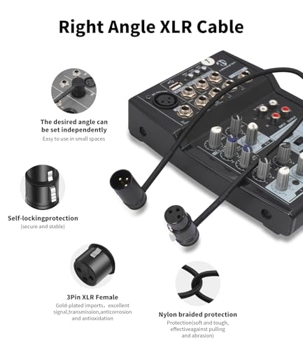 Right Angle XLR Adapter Cable,Adjustable 90 Degree XLR Male to Female Microphone Cable,Rotatable Mic Cord for Mixer Microphone 1FT(30cm) 2pcs - style: 2PCS 1FT