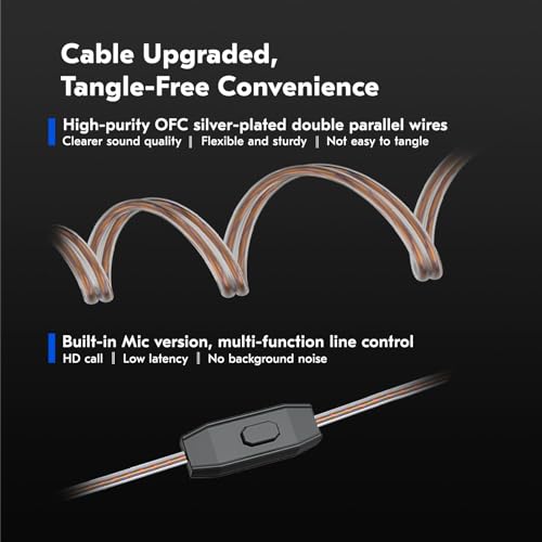 CCZ NC01 Gospel Gaming Earbuds, Stereo Sound in Ear Monitor Headphones Wired, Customized Dual Magnetic DD IEMS Earphone with Detachable Tangle-Free Cable PC Cavity for Computer (with mic, Clear Black)