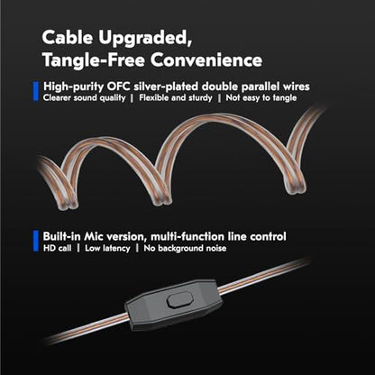 CCZ NC01 Gospel Gaming Earbuds, Stereo Sound in Ear Monitor Headphones Wired, Customized Dual Magnetic DD IEMS Earphone with Detachable Tangle-Free Cable PC Cavity for Computer (with mic, Clear Black)