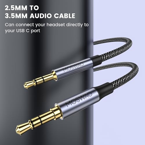MOSWAG 3.5mm to 2.5mm Auxiliary Cable Cord, 2.5mm to 3.5mm Cable Audio, 2.5mm to 3.5mm, 3.5mm to 2.5mm, 2.5 to 3.5 Replacement Bose 700 QuietComfort QC45 QC35II QC35 QC25 Noise Cancelling Headphones - size: 10 ft