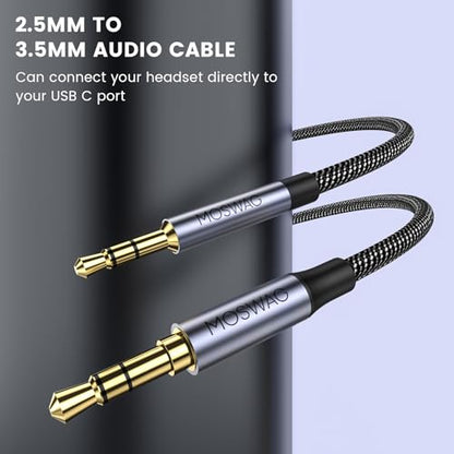 MOSWAG 3.5mm to 2.5mm Auxiliary Cable Cord, 2.5mm to 3.5mm Cable Audio, 2.5mm to 3.5mm, 3.5mm to 2.5mm, 2.5 to 3.5 Replacement Bose 700 QuietComfort QC45 QC35II QC35 QC25 Noise Cancelling Headphones - size: 10 ft