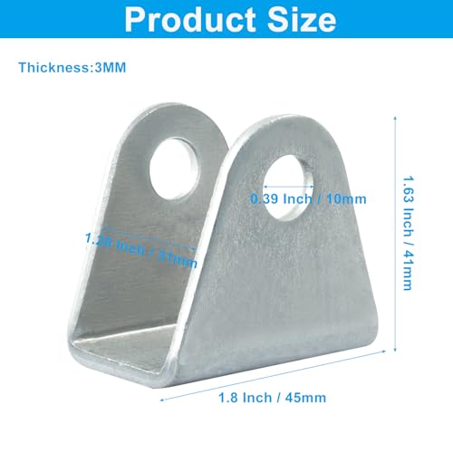 Universal Shock Mount Kit, Silver Steel, 4 Pack | ATV Dirt Bike Compatible, U Shape Suspension Bracket, Includes Hardware, For Go-Karts Motorcycles