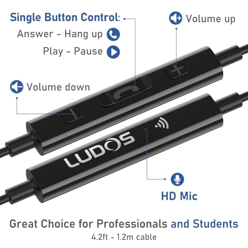 LUDOS Ultra iPhone Wired Headphones Earbuds Earphones with Lightning Connector Apple MFi Certified, 5 Years Warranty, for iPhone 14 13 12 11 Pro Max X XS XR 8 7 Plus with Microphone Control - Black - color: Black, style: Lightning