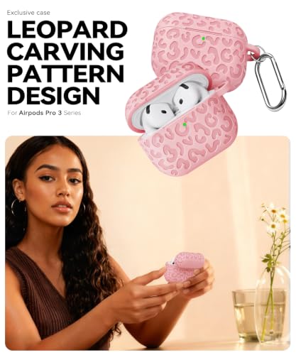 Leopard Carving for AirPods 5/4 Case (2026/2024)(Pink) - color: Pink