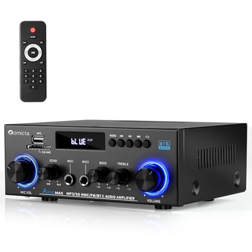 Romicta AK50MAX Stereo Audio Amplifier, Home Audio Stereo Receiver Bluetooth 5.0 with 400W 2.0 Channel FM Radio, Echo, USB, SD Card, AUX with Remote Control Home Theater Audio Stereo System - style: AK50MAX(AK45 Upgrade Version)