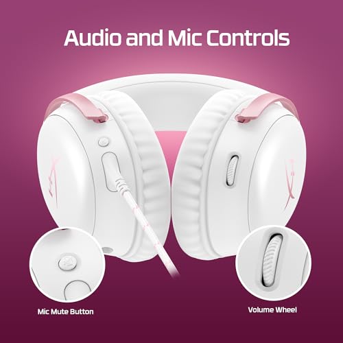 HyperX Cloud III – Wired Gaming Headset, PC, PS5, Xbox Series X|S, Angled 53mm Drivers, Memory Foam, Durable Frame, Ultra-Clear 10mm Mic, USB-C, USB-A, 3.5mm – Pink