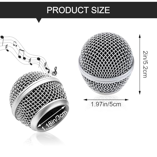 1 PCS Microphone Head Replace, Steel Mesh Mic Grille Heads, Grille Mic Ball Replacement with Inner Foam, Fits for SM58 (Silver, 1 pcs) - color: Silver, size: 1 pcs
