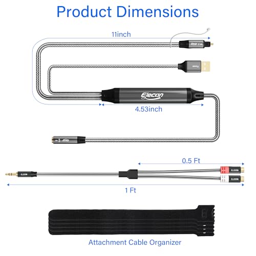 Unidirectional Optical Male to 3.5mm AUX Female Audio Converter Cable 5 Ft, 192kHz DAC SPDIF/Toslink Digital to Analog Adapter for TV/PS4/DVD to Sound Bar Headphone+Ties & AUX to 2 RCA Adapter - size: 5FT