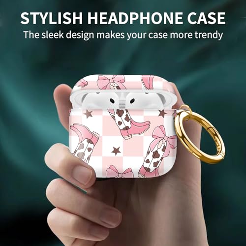 Compatible with AirPods 4th Generation Case 2024, Shockproof Cover with Golden Buckle for Women & Girls, Protective Anti-Drop Design(Cute Cowgirl Boots) - color: Cute cowgirl boots