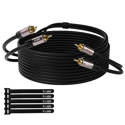 RCA Cable 150 FT, 2RCA Male to 2RCA Male Stereo Audio Cables, Dual Shielded Digital Analogue, 2 RCA Subwoofer Cord for Home Theater, HDTV, Amplifier, Hi-Fi System, Car Audio, Speaker, 23AWG OFC Core - size: 150 Feet