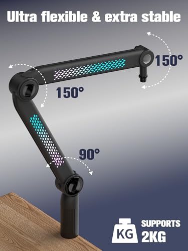 SUNMON RGB Mic Arm – Adjustable Boom Arm with Rhythm RGB Lighting for Blue Yeti, HyperX QuadCast, Rode, Fifine AM8, and More – Perfect for Podcasting, Streaming, and Gaming - color: Pickup Light Boom Arm
