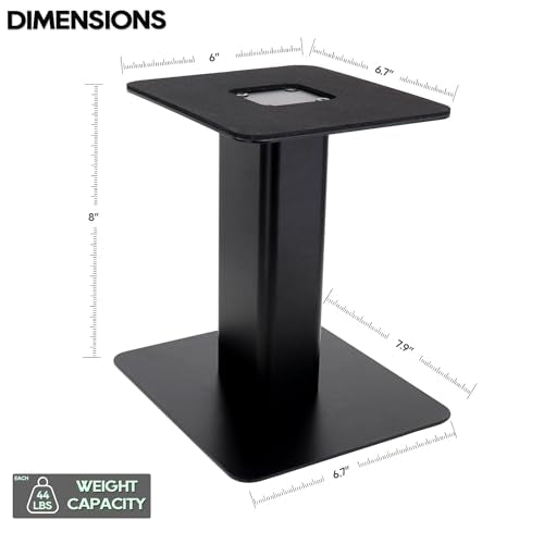 Tlingt Desktop Speaker Stands Pair, 6"x6.7" Metal Tray, 8" Tall | Heavy-duty Metal Tray, Perfects for 3"- 4" Monitors & Bookshelf Speakers, Sturdy Base, Compact Size for Home/Studio - size: 8" Tall