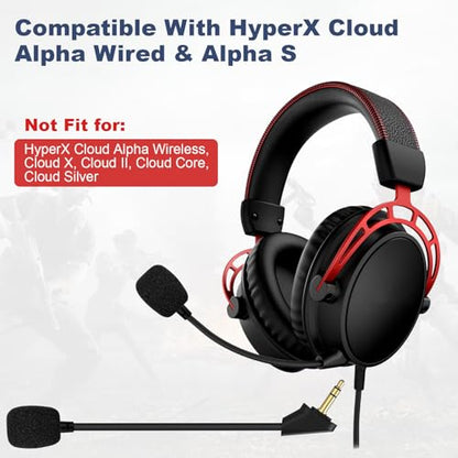 Replacement Cloud Alpha Mic Boom Microphone Compatible with Kingston HyperX Cloud Alpha, Cloud Alpha S Gaming Headsets for PS5 PS4 Xbox One Nintendo Switch Computer PC