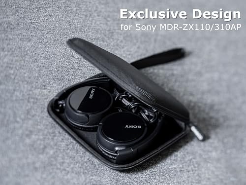 Ginsco Slim Protect Case Compatible with Sony ZX Series Wired On-Ear Headphones, MDR-ZX110 / MDR-ZX110AP / MDRZX110NC / MDR-ZX310AP, Hard Shell Travel Carrying Headphone Case (Black-S) - color: Black-S