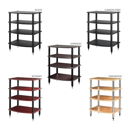 Pangea Audio Vulcan Four Shelf Audio Rack, Media Stand, and Components Cabinet 4 Shelf Black - color: 4 Shelf Black