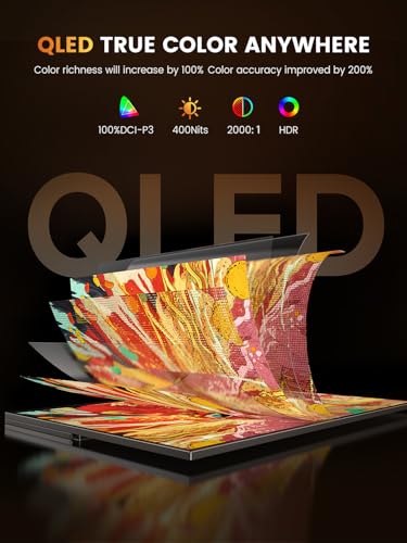 UPERFECT Portable Gaming Monitor 144Hz 2.5K, 16” 0.1ms 100% DCI-P3 QLED | 400 Nits, FreeSync Monitor, USB-C & MINI HDMI, VESA & Case, Travel Second Screen for Laptop, PC, Computer, Game Consoles - size: 16"