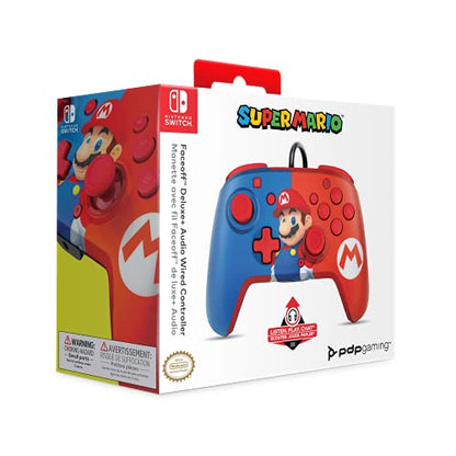PDP REMATCH Enhanced Wired Power Nintendo Switch Pro Controller, Officially Licensed Switch Lite/OLED Compatible Gamepad, Customizable Programmable Buttons, Super Mario Power Pose (Red & Blue) - color: Red & Blue Mario
