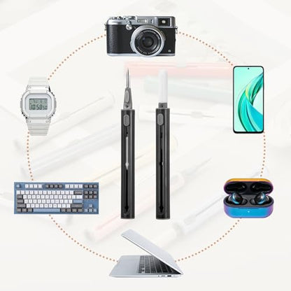 4PCS Earphone Cleaner Kit - Ultra Portable Multi-Function Cleaner Kit Soft Brush for Bluetooth Earphones Case Cleaning Tools, Black - color: Black