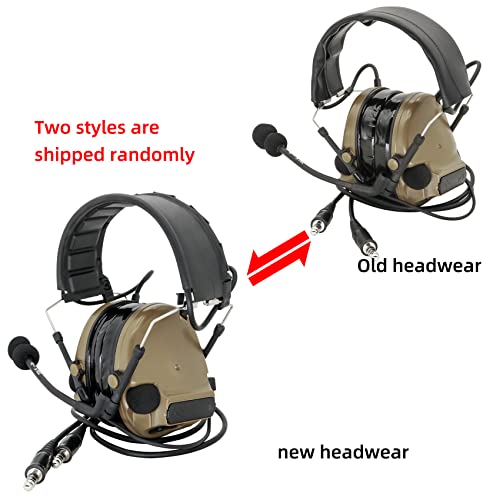 HEARFALCOM Dual Communication Tactical Headset with PTT Adapters U94 PTT Compatible with UV-5R, UV-82 Walkie Talkie Suitable for Airsoft Sports, Hunting, Hearing Protection(DE) - color: Sand