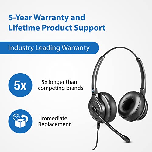 Leitner LH245XL Corded Office Phone Headset for Landline Desk Phones | XL ear cushion, corded landline, desk phones, Cisco, Yealink, Polycom, Avaya, virtually all desk phones, 5-year warranty - size: XL Earpad