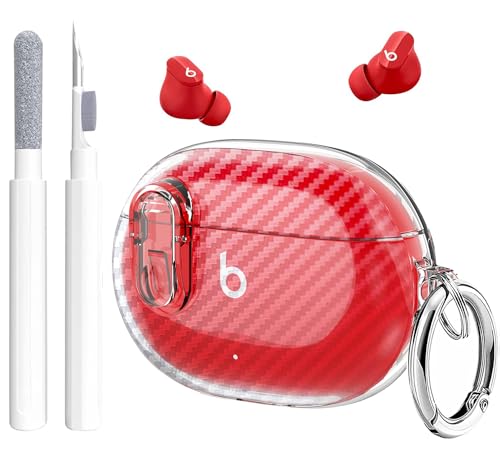 Beats Studio Buds/Studio Buds Plus Case Cover Clear 2021/2023 Men Lock Clip with Clean Kit, GARTOO Protective Case and Cleaning Pen Compatible with Beat Studio Bud Plus for Women Girls Kids Clear - color: Clear-CF
